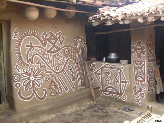Sohrai Painting on Village House