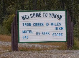Willkommensschild am Yukon